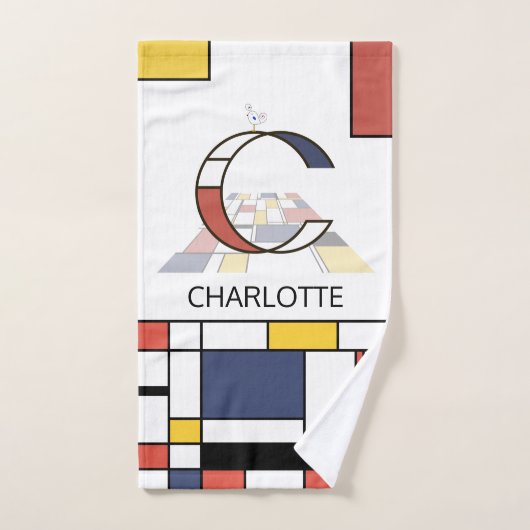Aangenaam neoplasticisme Art Monogram. Brief C Bad Handdoek (Handdoek)