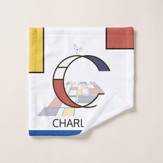 Aangenaam neoplasticisme Art Monogram. Brief C Bad Handdoek (Wasdoekje)