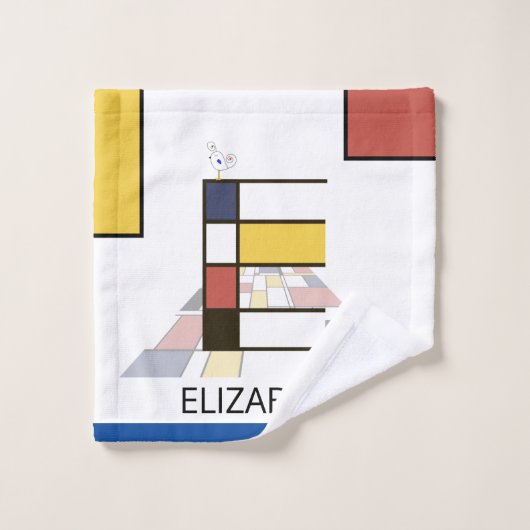 Aangenaam neoplasticisme Art Monogram. Brief E Bad Handdoek (Wasdoekje)