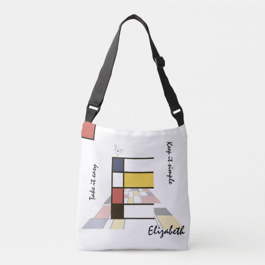 Aangenaam neoplasticisme Art Monogram. Brief E Crossbody Tas (Voorkant)