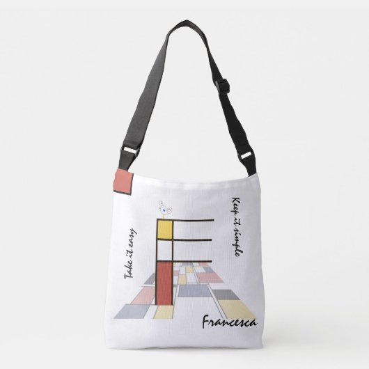 Aangenaam neoplasticisme Art Monogram. Brief F Crossbody Tas (Voorkant)