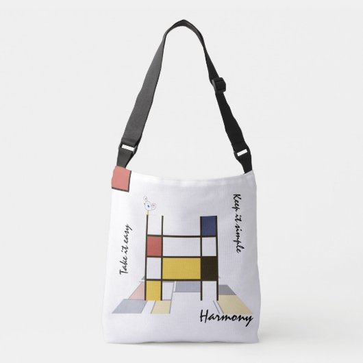 Aangenaam neoplasticisme Art Monogram. Brief H Crossbody Tas (Voorkant)