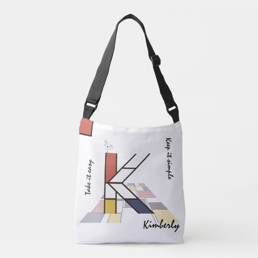 Aangenaam neoplasticisme Art Monogram. Brief K Crossbody Tas (Voorkant)