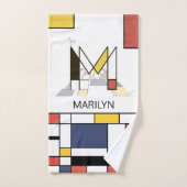 Aangenaam neoplasticisme Art Monogram. Brief M Bad Handdoek (Handdoek)