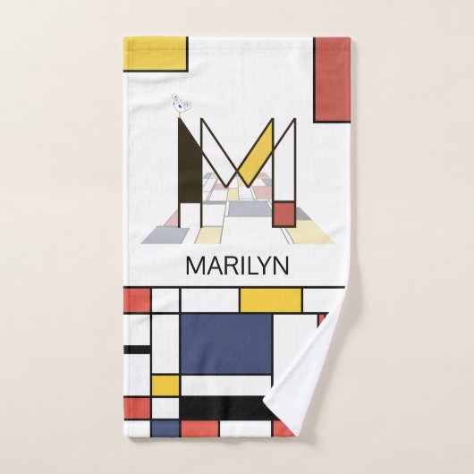 Aangenaam neoplasticisme Art Monogram. Brief M Bad Handdoek (Handdoek)