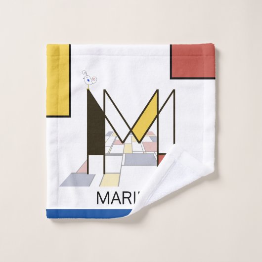 Aangenaam neoplasticisme Art Monogram. Brief M Bad Handdoek (Wasdoekje)