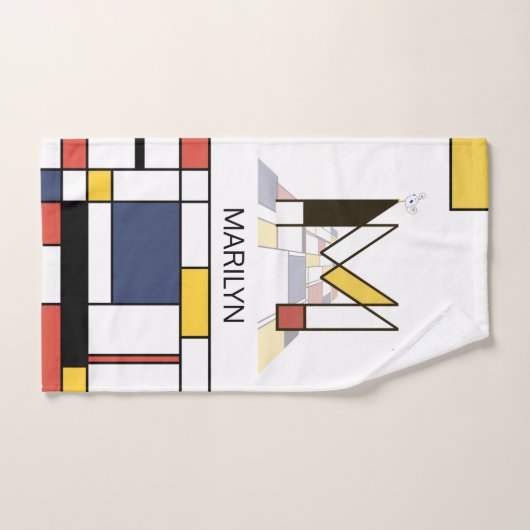 Aangenaam neoplasticisme Art Monogram. Brief M Bad Handdoek (Handdoek)