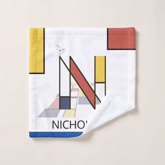 Aangenaam neoplasticisme Art Monogram. Brief N Bad Handdoek (Wasdoekje)