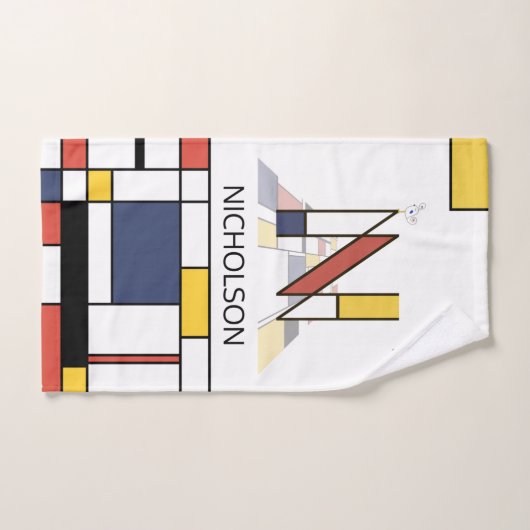 Aangenaam neoplasticisme Art Monogram. Brief N Bad Handdoek (Handdoek)