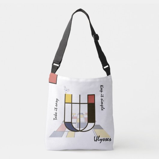 Aangenaam neoplasticisme Art Monogram. Brief U Crossbody Tas (Voorkant)