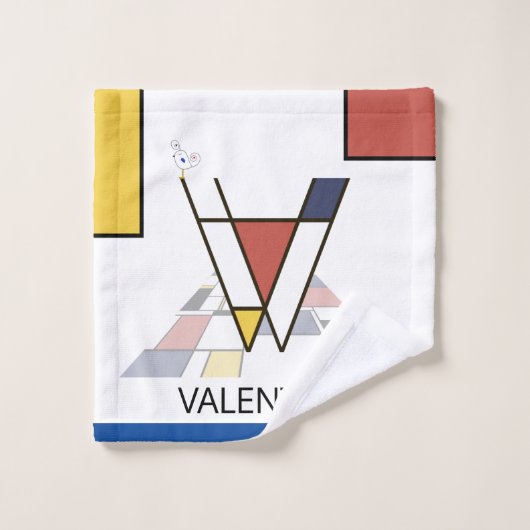Aangenaam neoplasticisme Art Monogram. Brief V Bad Handdoek (Wasdoekje)