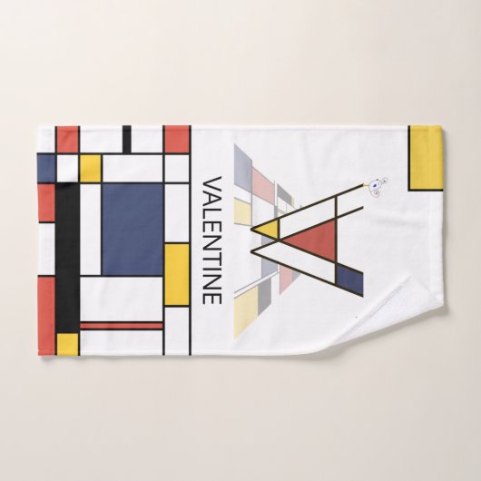 Aangenaam neoplasticisme Art Monogram. Brief V Bad Handdoek (Handdoek)
