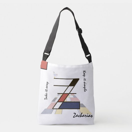 Aangenaam neoplasticisme Art Monogram. Letter Z Crossbody Tas (Voorkant)