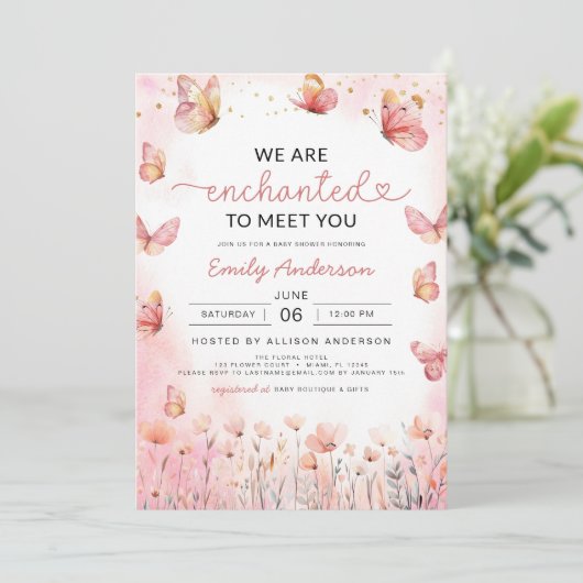 Aangenaam om te ontmoeten u vlinder meisje Baby sh Kaart (Staand voorkant)