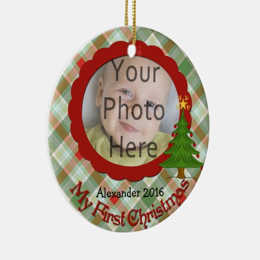 Aangenaam Plaid Baby's eerste kerst Ornament (Rechts)