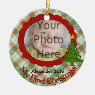 Aangenaam Plaid Baby's eerste kerst Ornament