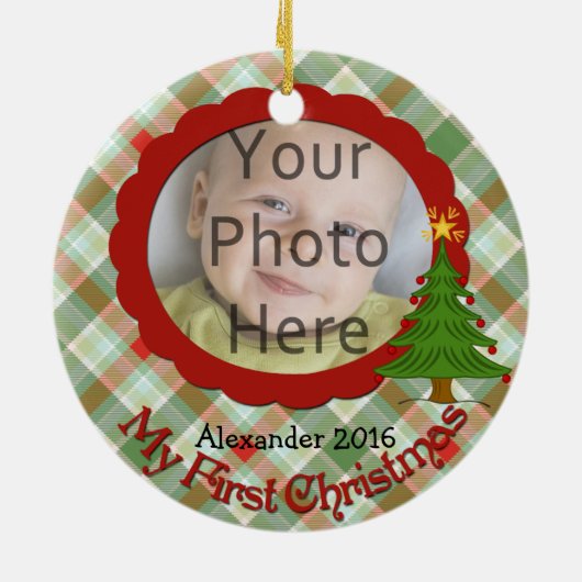 Aangenaam Plaid Baby's eerste kerst Ornament (Achterkant)