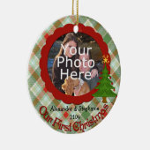 Aangenaam Plaid Onze Eerste Kerstmis Ornament (Rechts)