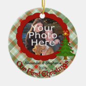 Aangenaam Plaid Onze Eerste Kerstmis Ornament (Voorkant)