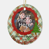 Aangenaam Plaid Onze Eerste Kerstmis Ornament (Links)