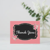 Aangenaam Roze en Zwart Dank u Briefkaart (Staand voorkant)