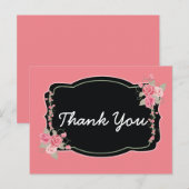 Aangenaam Roze en Zwart Dank u Briefkaart (Voorkant / Achterkant)