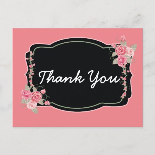 Aangenaam Roze en Zwart Dank u Briefkaart (Voorkant)
