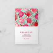 Aangenaam Roze & Mint Bloemen Dank u Bedankkaart (Binnen)