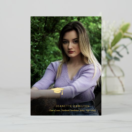 Aangenaam Typografiescript voor/achter Afstuderen  Folie Uitnodiging (Staand Voorkant)