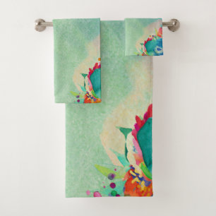 Aangename abstracte bloem waterverfpatroon bad handdoek
