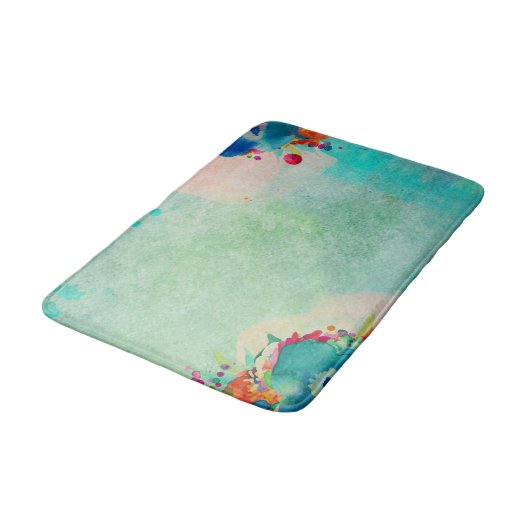 Aangename abstracte bloem waterverfpatroon  badmat (Gekanteld)