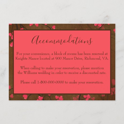 Aangename accommodatie informatiekaartje (Voorkant)