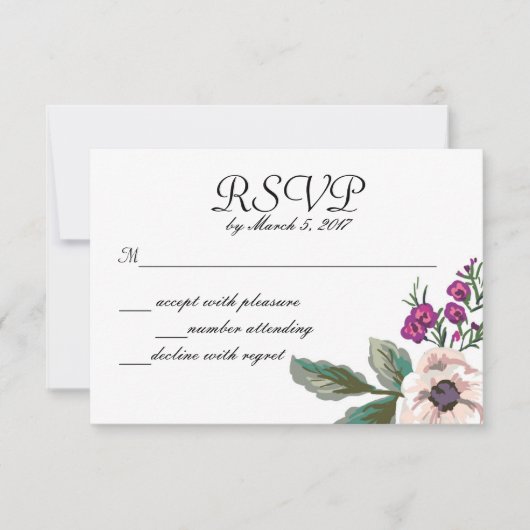 Aangename bloemen RSVP kaartje (Voorkant)