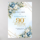 Aangename Boho stoffig blauwe gouden 90ste verjaar Poster (Voorkant)
