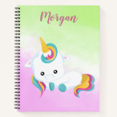 Aangename eenhoorn op groene en Paarse achtergrond Notitieboek (Voorkant)