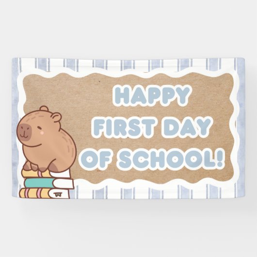 Aangename eerste schooldag banner Pre=K Capybara (Horizontaal)