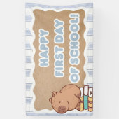 Aangename eerste schooldag banner Pre=K Capybara (Verticaal)
