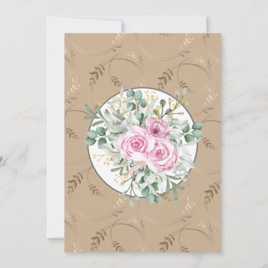 Aangename roze roos bruiloft uitnodiging (Achterkant)