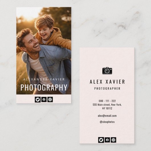 aangename tekst moderne fotograaf visitekaartje (Voorkant / Achterkant)