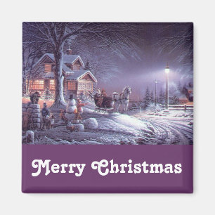 Aangename vintage vrolijk kerst magneet. magneet