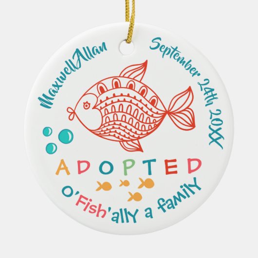 Aangenomen door Foster Care Fish - Aangepaste naam Keramisch Ornament (Voorkant)