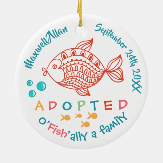 Aangenomen door Foster Care Fish - Aangepaste naam Keramisch Ornament (Achterkant)