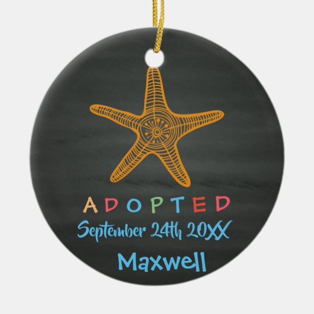 Aangenomen door Foster Care Starfish - Aangepaste  Keramisch Ornament (Voorkant)