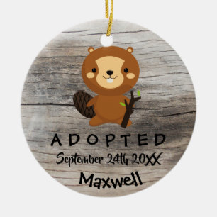 Aangenomen - Gepersonaliseerd Beaver Adoption Gift Keramisch Ornament