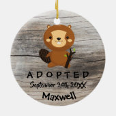 Aangenomen - Gepersonaliseerd Beaver Adoption Gift Keramisch Ornament (Achterkant)