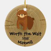 Aangenomen - Gepersonaliseerd cadeau voor adoptie  Keramisch Ornament (Achterkant)