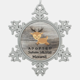 Aangenomen - Gepersonaliseerd cadeau voor adoptie  Tin Sneeuwvlok Ornament