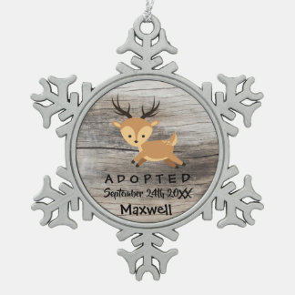 Aangenomen - Gepersonaliseerd cadeau voor adoptie  Tin Sneeuwvlok Ornament