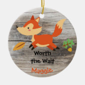 Aangenomen - Gepersonaliseerd Fox Adoption Gift Keramisch Ornament (Voorkant)
