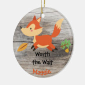 Aangenomen - Gepersonaliseerd Fox Adoption Gift Keramisch Ornament (Links)